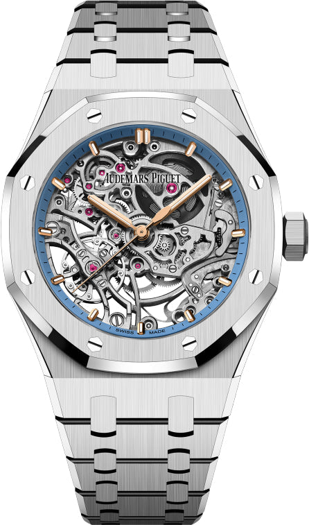 Royal Oak 37mm Double Balance Wheel Openworked White Gold Light Blue Inner DIal