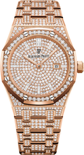 Royal Oak Quartz Rose Gold 33mm Diamond Paved Dial/Bezel/Bracelet