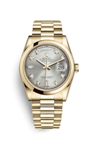 Day-Date 36 Yellow Gold Domed / President / Silver Diamonds