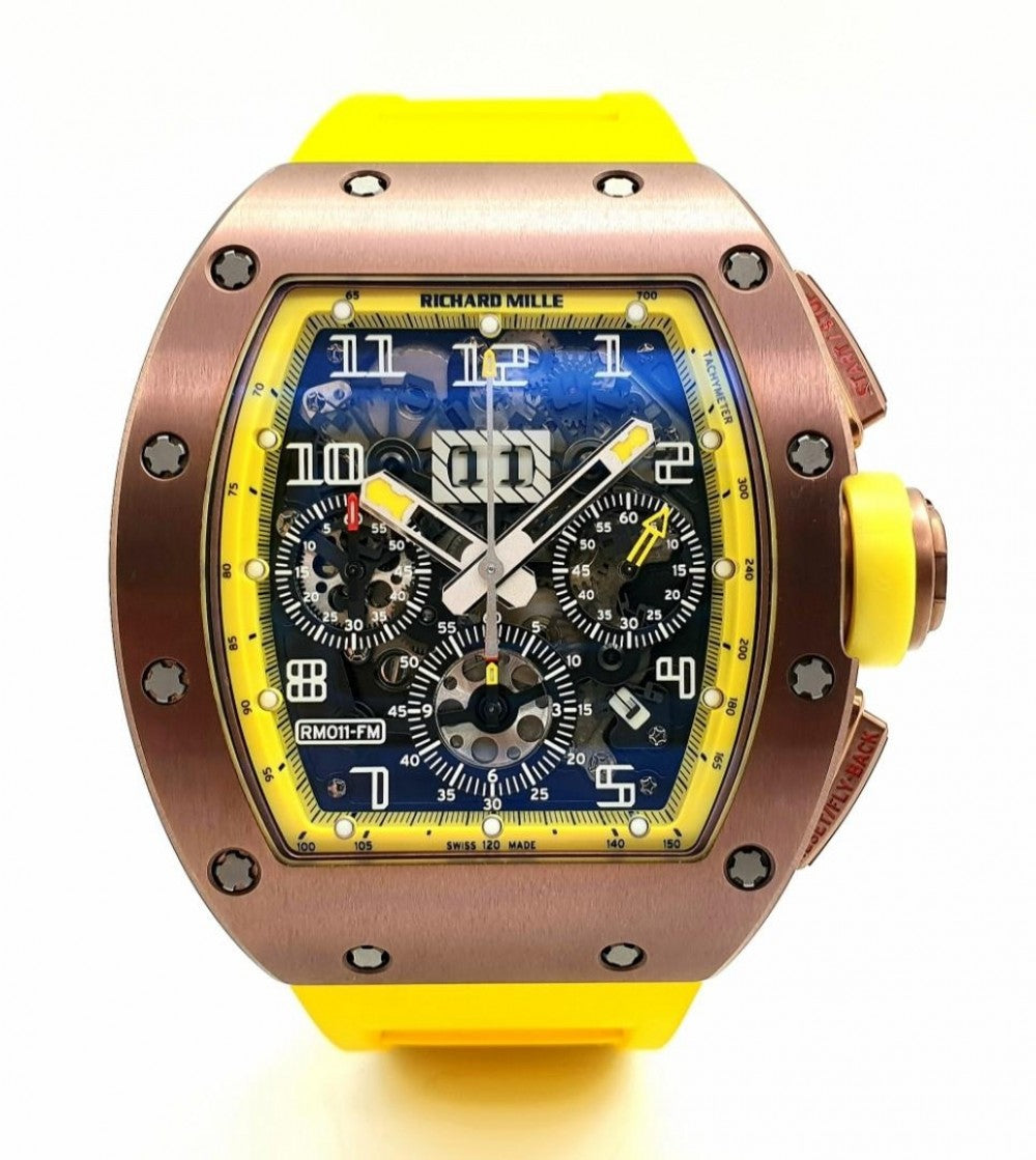 Flyback Chronograph “Felipe Massa” Bronzo Skeleton Dial Yellow Accents RM 011