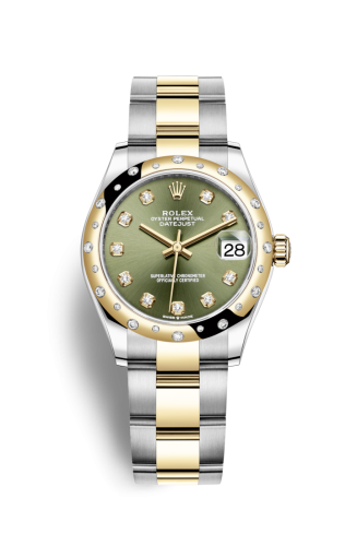 Datejust 31 Stainless Steel / Yellow Gold / Domed – Diamond / Olive – Diamond / Oyster