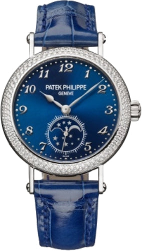 Complications Moon Phases White Gold Blue Dial 33mm Diamond Bezel