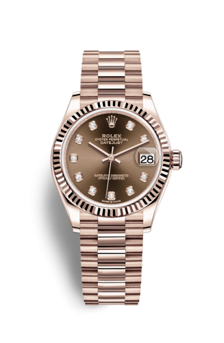 Datejust 31 Rose Gold / Fluted / Chocolate – Diamond / President