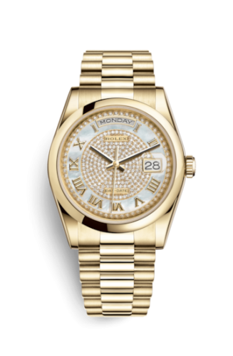 Day-Date 36 Yellow Gold Domed / President / Paved Roman