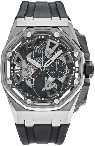 Royal Oak Offshore Tourbillon Chronograph Black Stainless Steel Rubber Manual 45mm