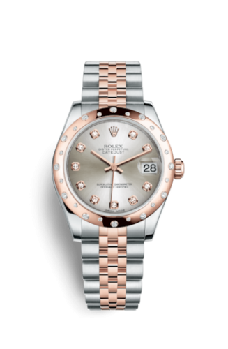 Datejust 31 Rolesor Everose Domed Diamond / Jubilee / Silver Diamond