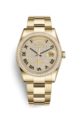 Day-Date 36 Yellow Gold Diamonds / Oyster / Paved Roman