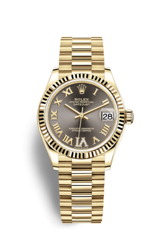 Datejust 31 Yellow Gold / Fluted / Grey – Roman / President