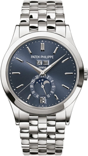 Complications Day-Date Annual Calendar Moon Phases White Gold Blue Dial