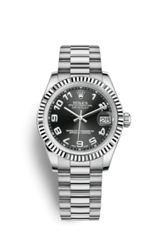 Datejust 31 White Gold Fluted / President / Black Arabic