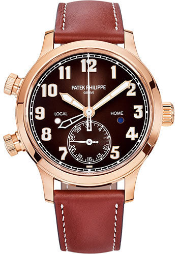 Complications Calatrava Pilot Travel Time 37.5mm Rose Gold Brown Sunburst Dial