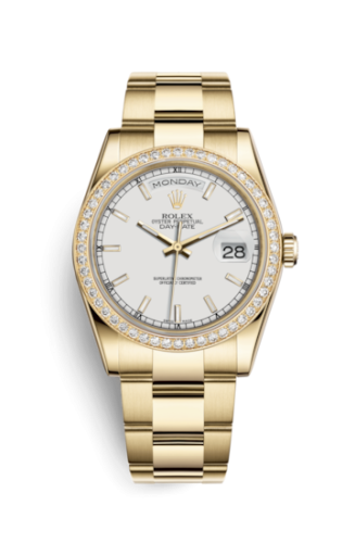 Day-Date 36 Yellow Gold Diamonds / Oyster / White