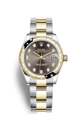 Datejust 31 Stainless Steel / Yellow Gold / Domed – Diamond / Grey – Diamond / Oyster