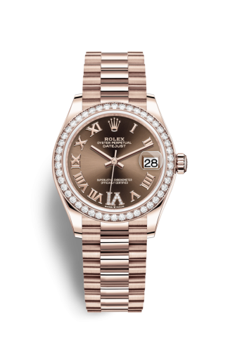 Datejust 31 Rose Gold / Diamond / Chocolate – Roman / President
