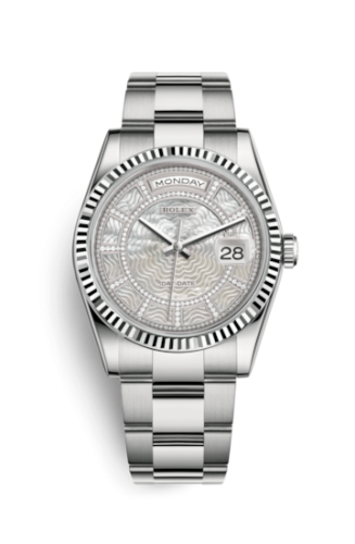 Day-Date 36 White Gold Fluted / Oyster / MOP Carousel