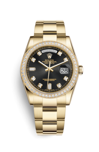 Day-Date 36 Yellow Gold Diamonds / Oyster / Black Diamonds