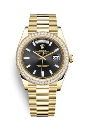 Day-Date 40 Yellow Gold / Diamond / Black Baguette