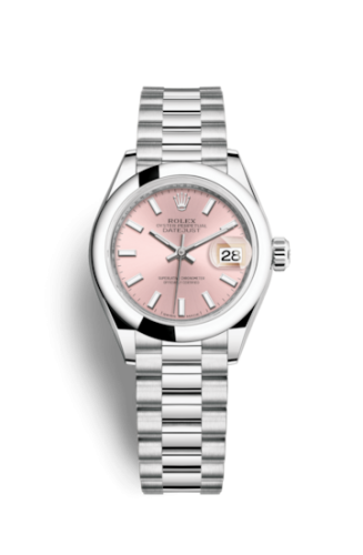 Lady-Datejust 28 Platinum Domed / President / Pink