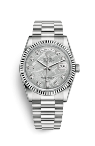 Day-Date 36 White Gold Fluted / President / Meteorite